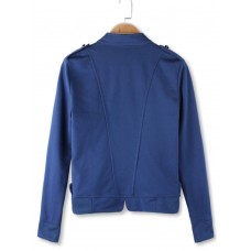 Solid Color Stand-up Collar Double Breasted Jacket Outerwear