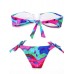 Abstract Foil Pattern V Wire Bandeau Top Bikini