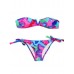 Abstract Foil Pattern V Wire Bandeau Top Bikini