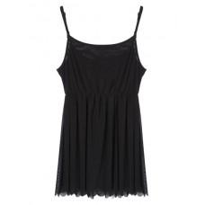 Bouffancy Embellished Beading Sheer Mesh Apricot Black Strap Vest