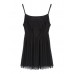 Bouffancy Embellished Beading Sheer Mesh Apricot Black Strap Vest