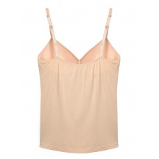 Women Solid Color Hollow Out Bra Vest Cotton V-Neck Tank Tops