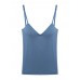 Women Solid Color Hollow Out Bra Vest Cotton V-Neck Tank Tops