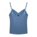 Women Solid Color Hollow Out Bra Vest Cotton V-Neck Tank Tops