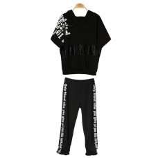 Women Letter Printed Cotton Casual Sport Suit