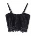 Women Sexy Black Lace Flower Mini Sling Camisoles Tank Tops