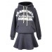 Casual Women Letter Printing Hooded Two-piece Skirt Tracksuit