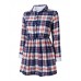 Women Thickening Plaid Elastic Waist Long Sleeve Blouse