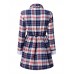 Women Thickening Plaid Elastic Waist Long Sleeve Blouse