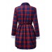 Women Thickening Plaid Elastic Waist Long Sleeve Blouse