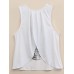 Women Khamsa Printed Blouse Cascading Back Sleeveless White Tank Top