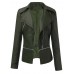 Women's Long Sleeve Artificial Leather Zipper Jacket Outwear