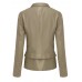 Women's Long Sleeve Artificial Leather Zipper Jacket Outwear