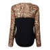 Casual Leopard Pocket Patchwork Chiffon T-Shirt For Women