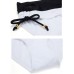 Women Halter Cross Criss Strappy Sexy Black White Color Block Bikini Sets Low Waist Swimwear