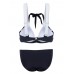 Women Color Block Criss-Cross Sexy Wire Free Bikini Set Bandage Bathing Suits