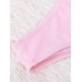 Women Sexy Pink Criss Cross Belt Wireless Bikini Halter Lace-Up Solid Color Swimwear