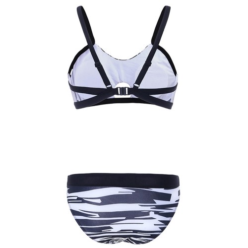 Sexy Stripe Bikini Front Small Key Hole Wireless Elastic Bikinis Sets