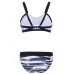 Sexy Stripe Bikini Front Small Key Hole Wireless Elastic Bikinis Sets