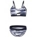 Sexy Stripe Bikini Front Small Key Hole Wireless Elastic Bikinis Sets