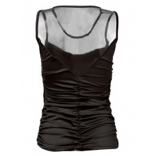 Sexy Women Mesh Patchwork Sheer Ruffle Stretch Vest Tank Top