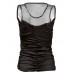 Sexy Women Mesh Patchwork Sheer Ruffle Stretch Vest Tank Top