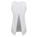 Sexy Women Sleeveless Solid White Back Split Cotton Vest Tank Top