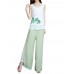 Elegant Women Lotus Ink Printing Fake Two-piece Cotton Linen Tank Top