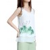 Elegant Women Lotus Ink Printing Fake Two-piece Cotton Linen Tank Top