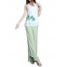 Elegant Women Lotus Ink Printing Fake Two-piece Cotton Linen Tank Top