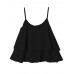 Sexy Women Strap Flouncing Button Pure Color Chiffon Tank Tops