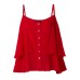 Sexy Women Strap Flouncing Button Pure Color Chiffon Tank Tops