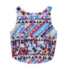 Casual Women Sleeveless Geometric Printed High Low Tank Top