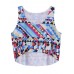 Casual Women Sleeveless Geometric Printed High Low Tank Top