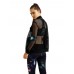 Sport Women Hollow Leaf Printed Patchwork Long Sleeve Jacket