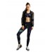 Sport Women Hollow Leaf Printed Patchwork Long Sleeve Jacket