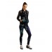 Sport Women Hollow Leaf Printed Patchwork Long Sleeve Jacket