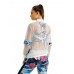 Women Sport Flower Printed Patchwork Hollow Suntan-proof Wear Jacket