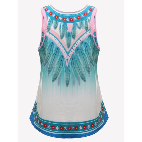 Casual Women Sleeveless Floral Print Summer Tank Tops Blouse