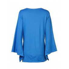 Casual Women Sexy V-Neck Irregular Pleated Loose Long Sleeve T-Shirt