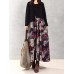 Vintage Women Floral Printed Patchwork Long Sleeve Maxi Dress