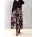 Vintage Women Floral Printed Patchwork Long Sleeve Maxi Dress