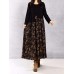 Vintage Women Floral Printed Patchwork Long Sleeve Maxi Dress