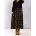 Vintage Women Floral Printed Patchwork Long Sleeve Maxi Dress