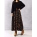 Vintage Women Floral Printed Patchwork Long Sleeve Maxi Dress