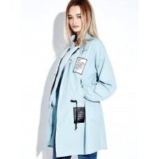 Casual Letter Patchwork Stand Collar Loose Women Jacket Coat