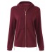 Casual Women Zip Pure Color Loose Jersey Jacket Coat Hoodie Sweatshirt