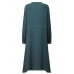 Vintage Women Pocket Embroidery O-neck Long Sleeve Maxi Dresses