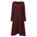 Vintage Women Pocket Embroidery O-neck Long Sleeve Maxi Dresses