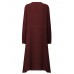 Vintage Women Pocket Embroidery O-neck Long Sleeve Maxi Dresses